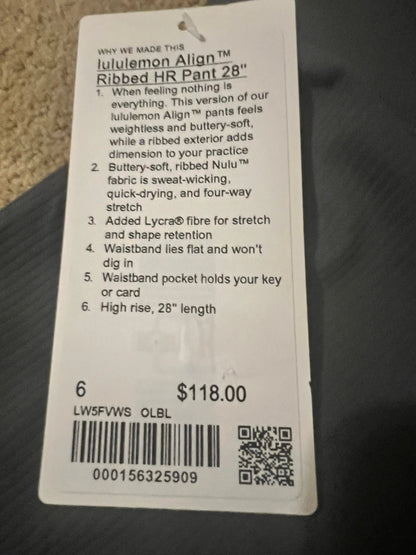 Lululemon Align Ribbed High-Rise Pant 28" - Women's size 6 Lululemon