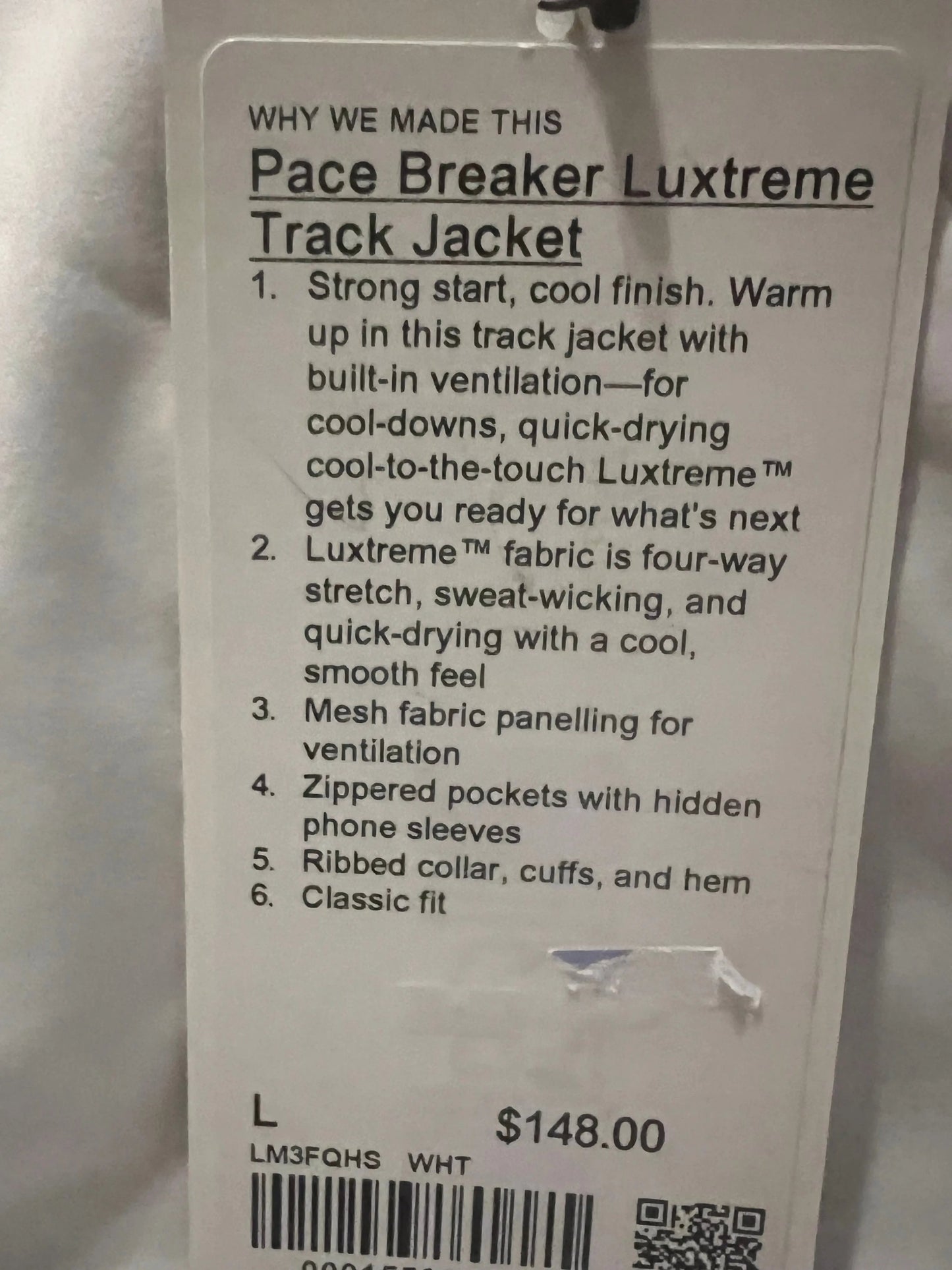 Pace Breaker Luxtreme Track Jacket - Men's L Lululemon