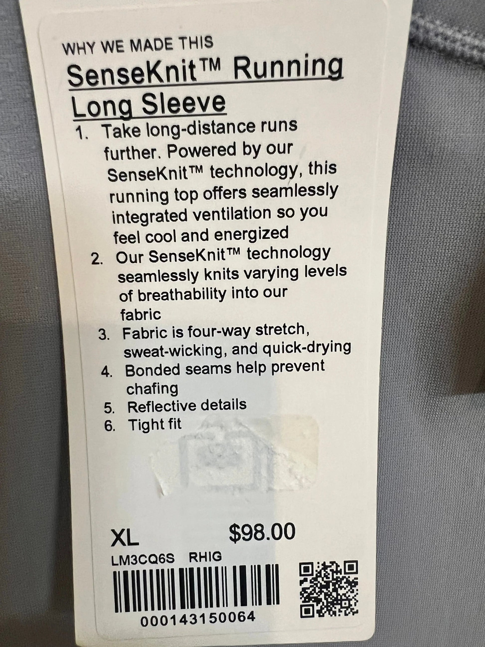 lululemon Grey SenseKnit Running Long Sleeve - Men's XL Lululemon