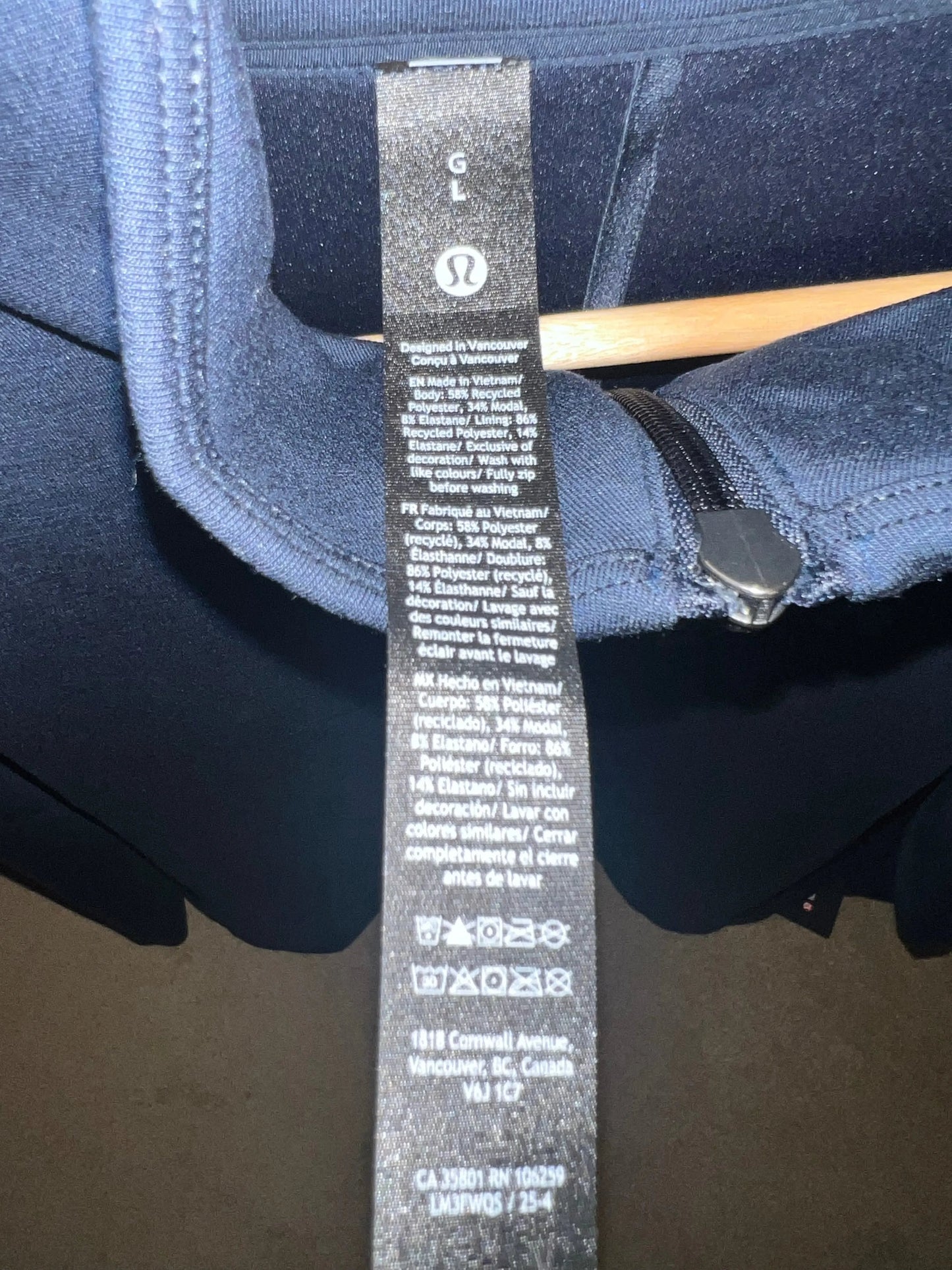 lululemon Navy Smooth Spacer Quarter Zip Pullover - Men's L Lululemon