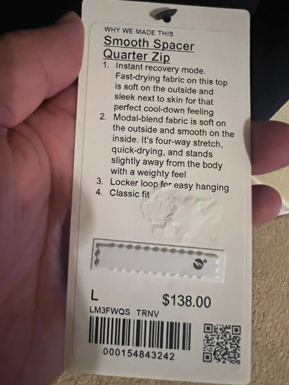 lululemon Navy Smooth Spacer Quarter Zip Pullover - Men's L Lululemon